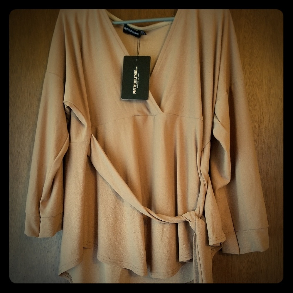 Camel tie waist Blouse